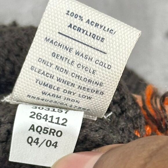 NEW Old Navy Beanie OS Brown Orange Knit Y2K Pom Pom Winter Hat - Picture 7 of 8